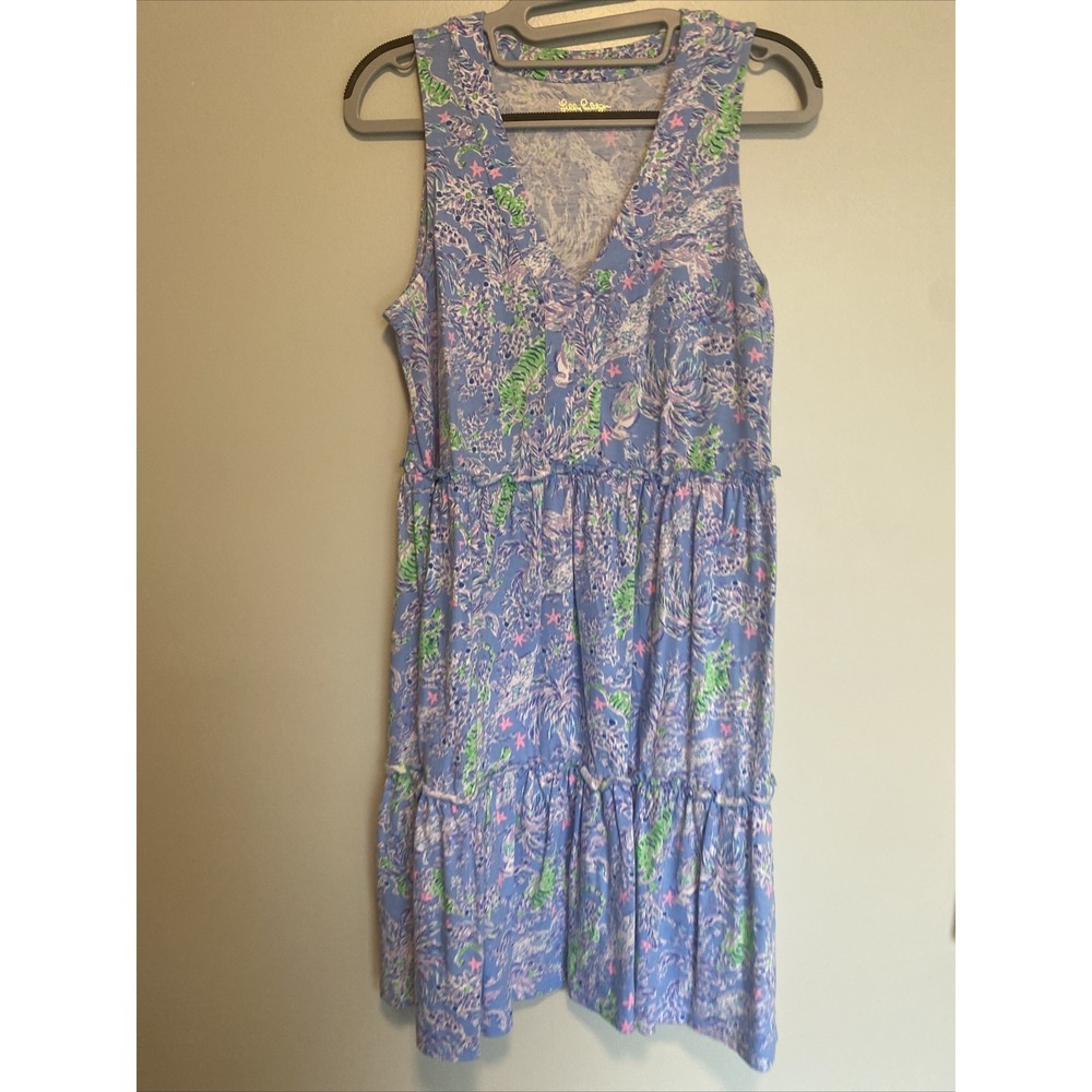 LILLY PULITZER LORINA DRESS BLUE PERI THE TURTLE PACKAGE XS swing